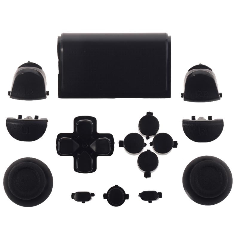 Solid Black Thumbsticks + Dpad + R1L1 + R2L2 + Share Option Home + Buttons + Touch Pad Compatible With PS4 Controller-P4J0409