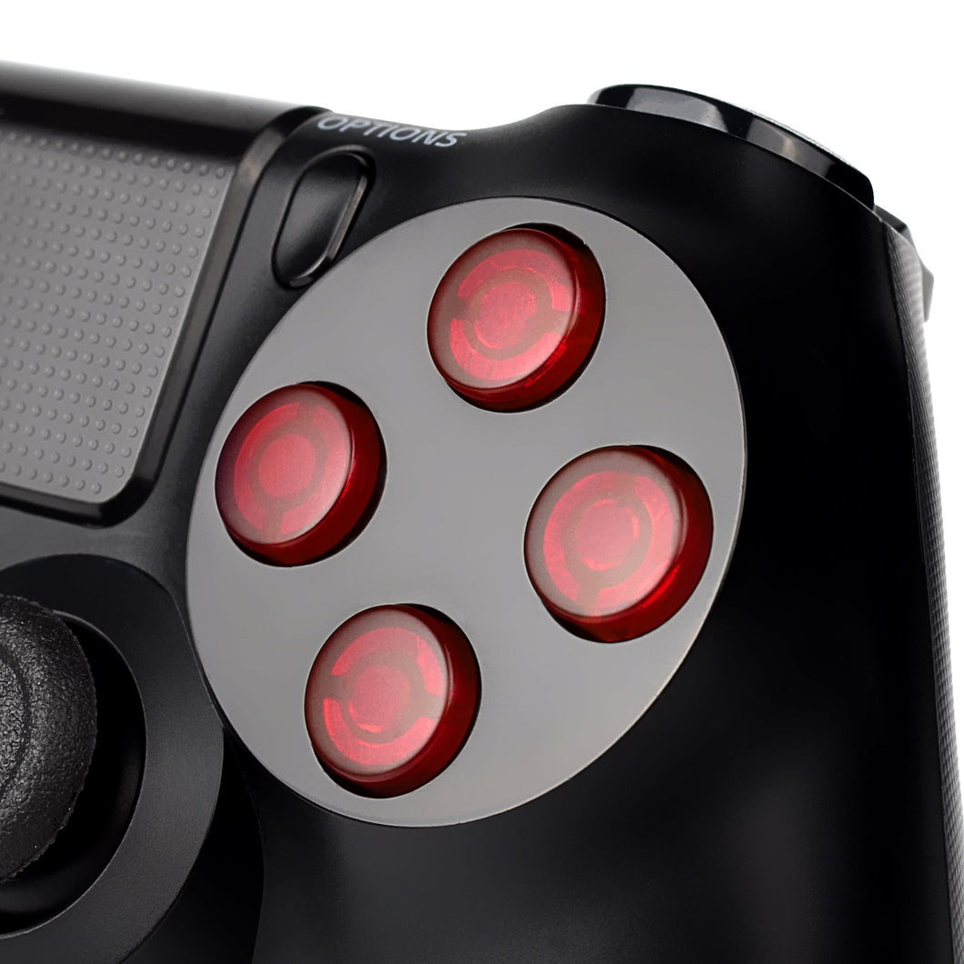 Solid Clear Red Buttons Compatible With PS4 Controller-P4J0211