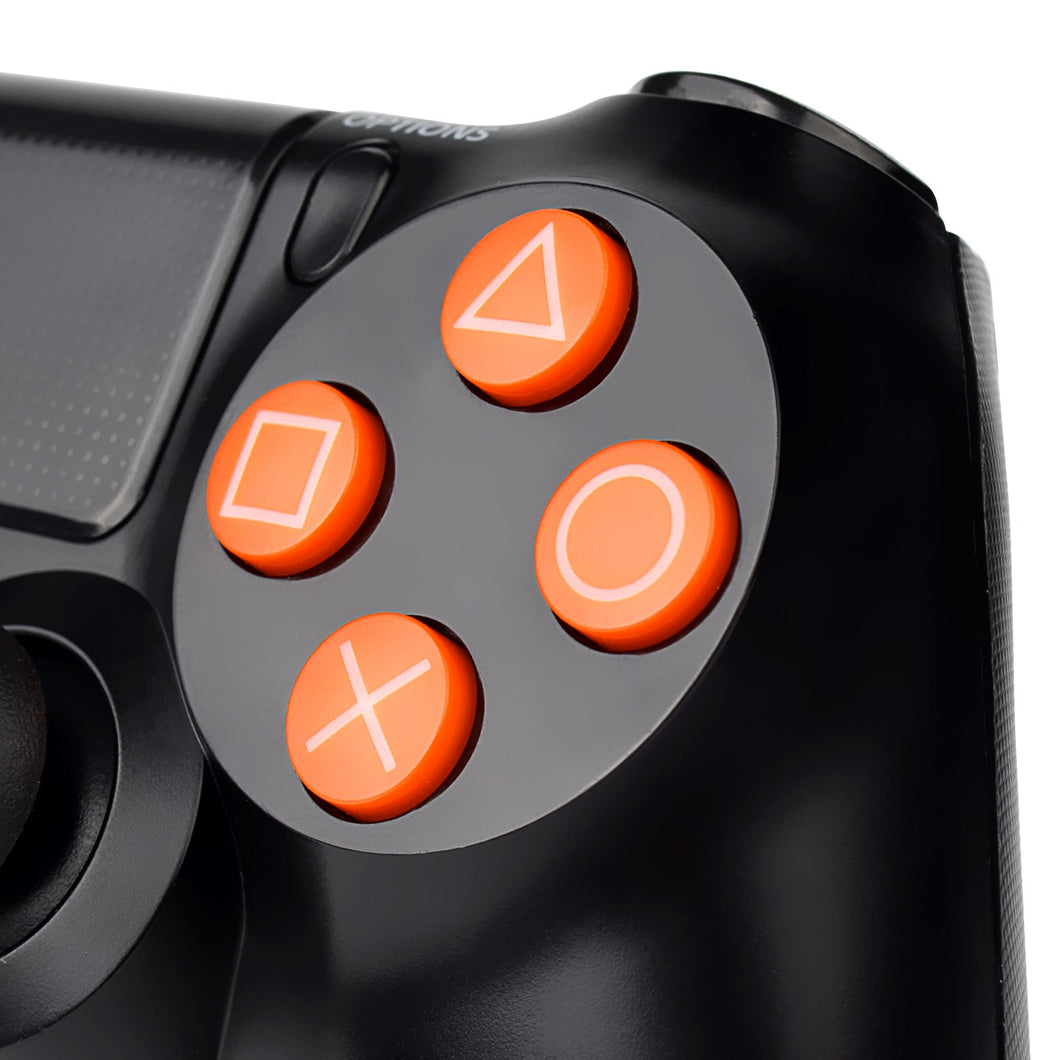 Solid Orange Buttons With Symbols Compatible With PS4 Controller-P4J0225