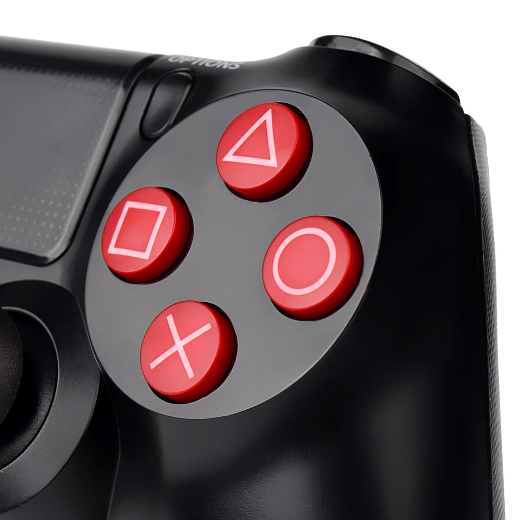 Solid Red Buttons With Symbols Compatible With PS4 Controller-P4J0224