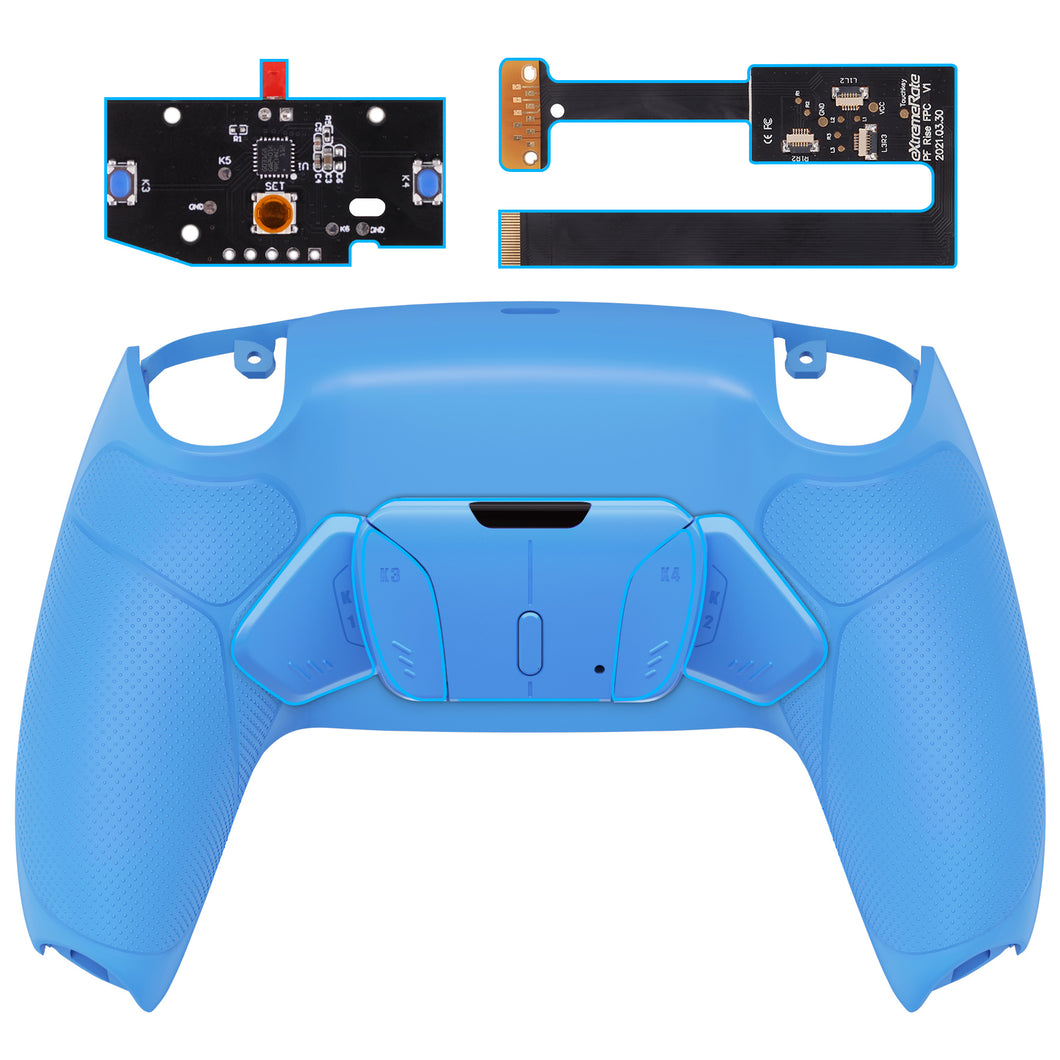 Starlight Blue Rubberized Grip Remappable Rise4 Remap Kit With Upgrade Board + Redesigned Back Shell + 4 Back Buttons Compatible With PS5 Controller BDM-010 & BDM-020 - YPFU6006