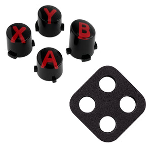 Three-Tone Black & Clear With Carmine Red Classic Symbols Replacement Custom ABXY Action Button For Xbox Series X & S Controller / Xbox One S & X Controller/ Xbox Elite V1/V2 Controller - JDX3M002WS - Extremerate Wholesale