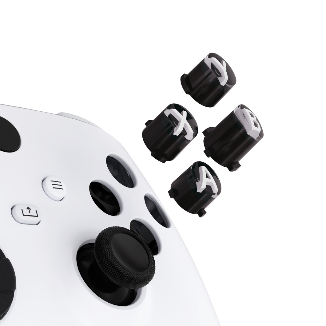Three-Tone Black & Clear With White Classic Symbols Replacement Custom ABXY Action Button For Xbox Series X & S Controller / Xbox One S & X Controller/ Xbox Elite V1/V2 Controller - JDX3M001WS - Extremerate Wholesale