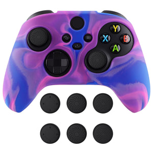 Tri-color Pink & Purple & Blue Camouflage Anti-slip Silicone Cover Skin With Black Thumb Grip Caps For Xbox Series X/S Controller-BLX3015 - Extremerate Wholesale