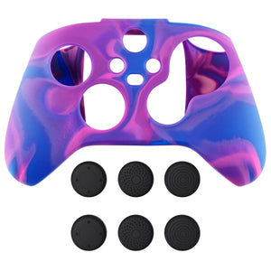 Tri-color Pink & Purple & Blue Camouflage Anti-slip Silicone Cover Skin With Black Thumb Grip Caps For Xbox Series X/S Controller-BLX3015 - Extremerate Wholesale