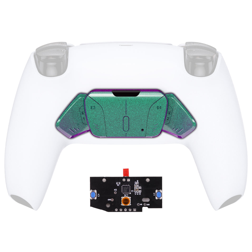 Turn Rise To Rise4 Kit-Glossy Chameleon Green Purple Redesigned K1 K2 K3 K4 Back Buttons Housing & Remap PCB Board Compatible With PS5 Controller Extremerate Rise & Rise4 Remap Kit-VPFP3004P