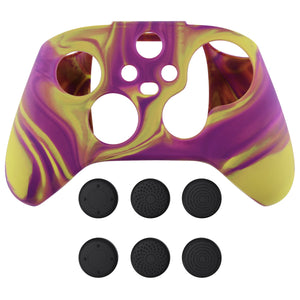Two Tone Purple & Yellow Camouflage Anti-slip Silicone Cover Skin With Black Thumb Grip Caps For Xbox Series X/S Controller-BLX3013 - Extremerate Wholesale