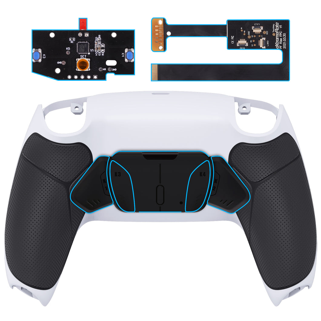 White Black-Black Grip Back Paddles Remappable Rise4 Remap Kit With Upgrade Board + Redesigned Back Shell + 4 Back Buttons Compatible With PS5 Controller BDM-010 & BDM-020 - YPFU6010