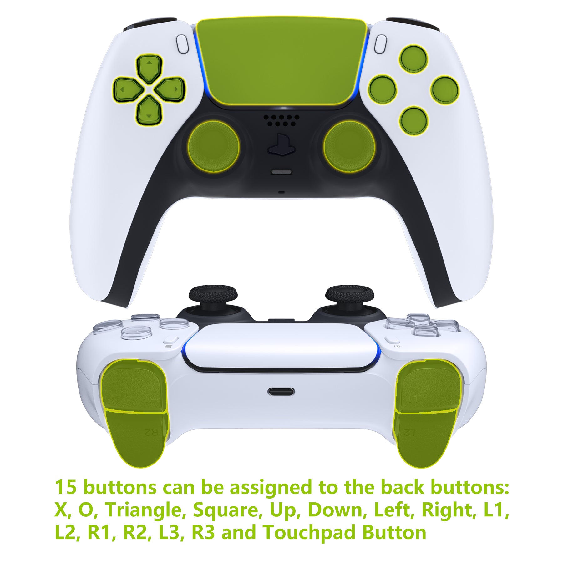 White Black-Black Grip Back Paddles Remappable RISE 2.0 Remap Kit