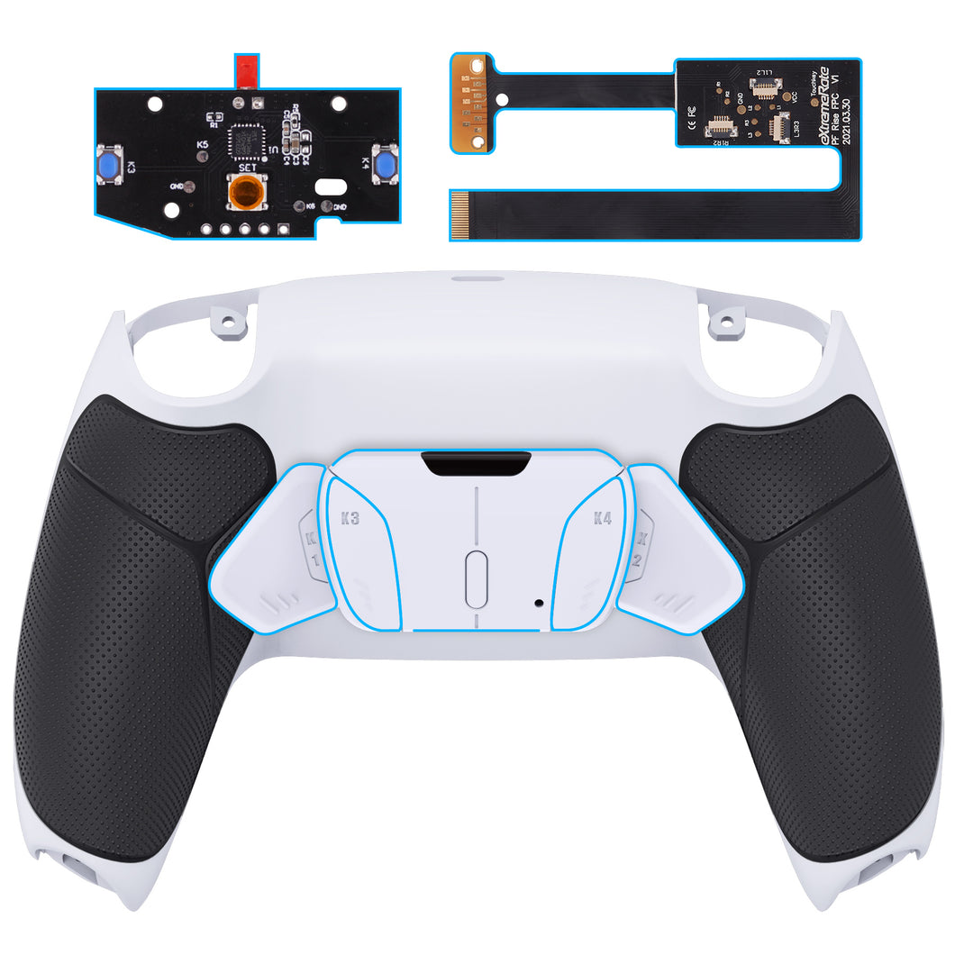 White Black-White Grip Back Paddles Remappable Rise4 Remap Kit With Upgrade Board + Redesigned Back Shell + 4 Back Buttons Compatible With PS5 Controller BDM-010 & BDM-020 - YPFU6011