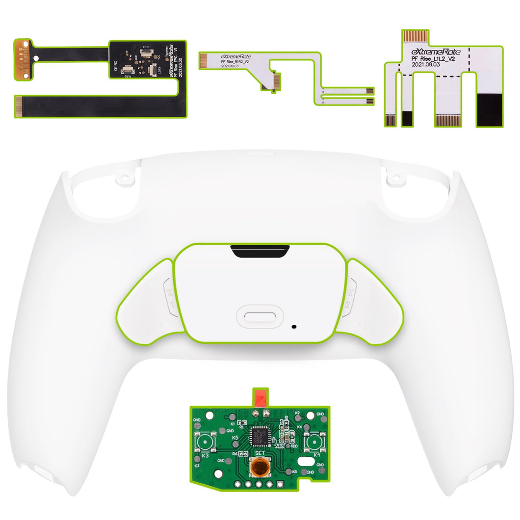 White Rise 2.0 Remap Kit With Upgrade Board + Redesigned Back Shell + Back Buttons Compatible With PS5 Controller BDM-010 & BDM-020 - XPFP3008G2
