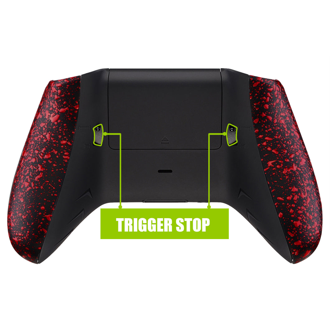 Flash Shot Trigger Stop Bottom Shell Kit for Xbox One S & One X Controller, Redesigned Shell & Rubberized Red Handle Grips & Dual Trigger Locks for Xbox One S X Controller Model 1708-X1GZ005