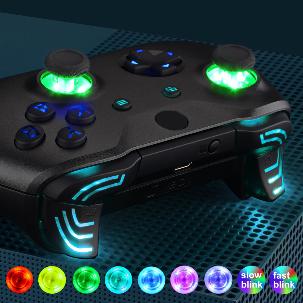 Matte UV Black Multi-Colors Luminated Dpad Thumbsticks Start Back ABXY Action Buttons, Classic Symbols Buttons DTFS (DTF 2.0) LED Kit For Xbox One S/X Controller-X1LED04