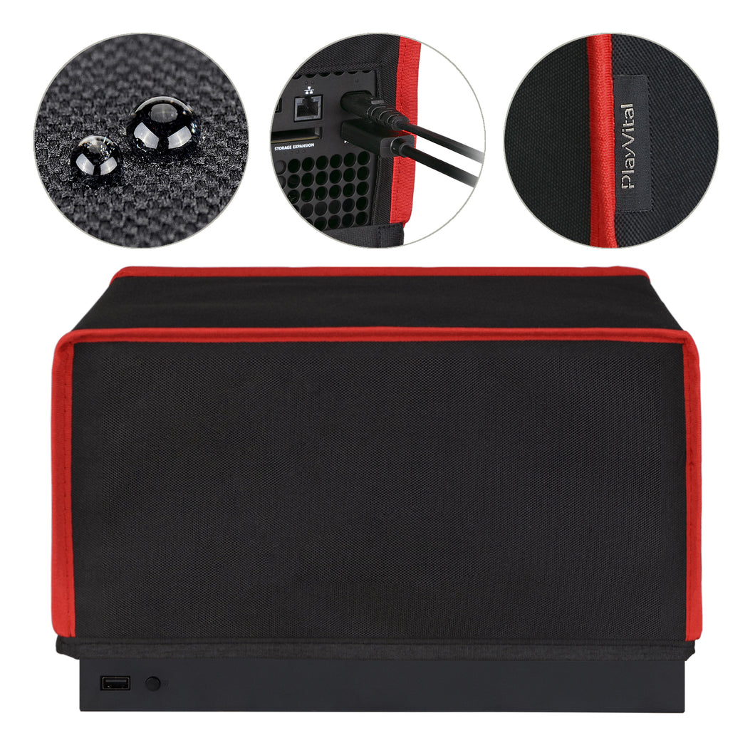 Black & Red Trim Nylon Horizontal Dust Cover For Xbox Series X Console, Soft Neat Lining Dust Guard, Anti Scratch Waterproof Cover Sleeve For Xbox Series X Console - X3PJ019