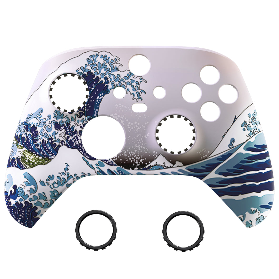 Soft Touch Great Wave Kanagawa Front Shell With Accent Rings For Xbox Series X/S Controller-YX3T106WS